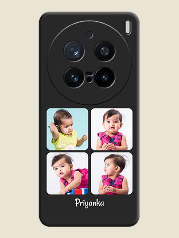 Custom Floral Art with 6 Image Holder on Photo On Space Black Custom Soft Matte Mobile Back Cover - Vivo X200 Pro 5G