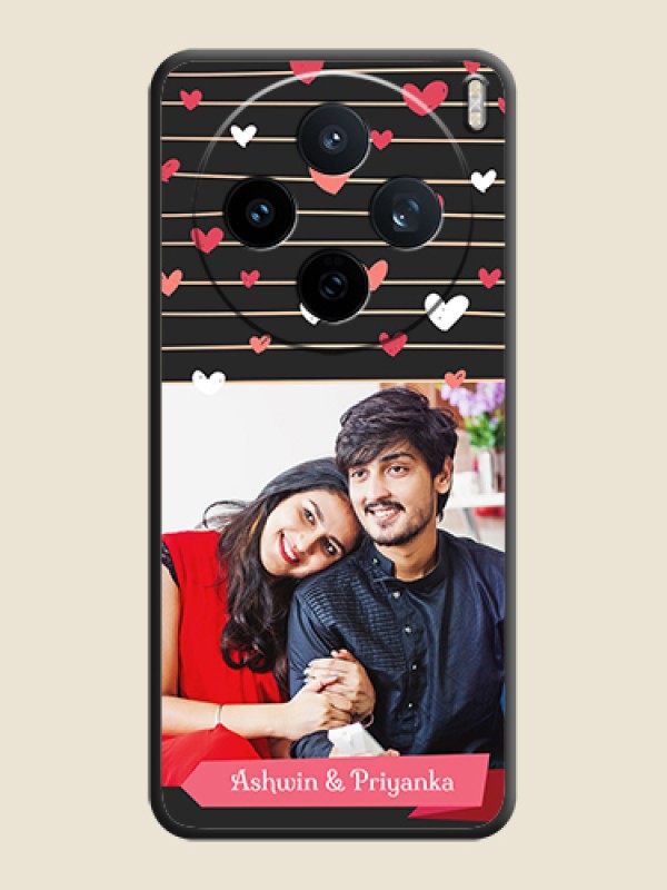 Custom Love Pattern with Name on Pink Ribbon on Photo On Space Black Custom Soft Matte Mobile Back Cover - Vivo X200T 5G
