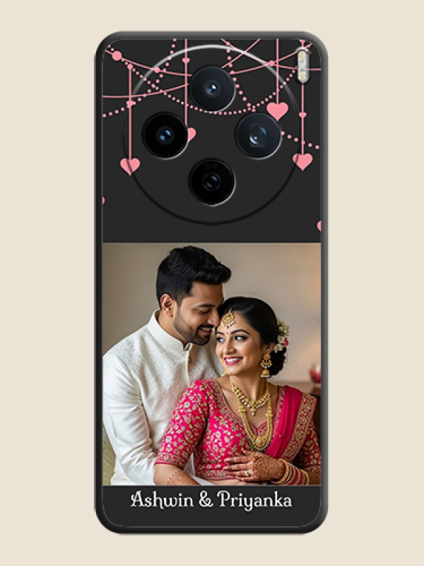Custom Pink Love Hangings with Text On Space Black Custom Soft Matte Mobile Back Cover - Vivo X200T 5G