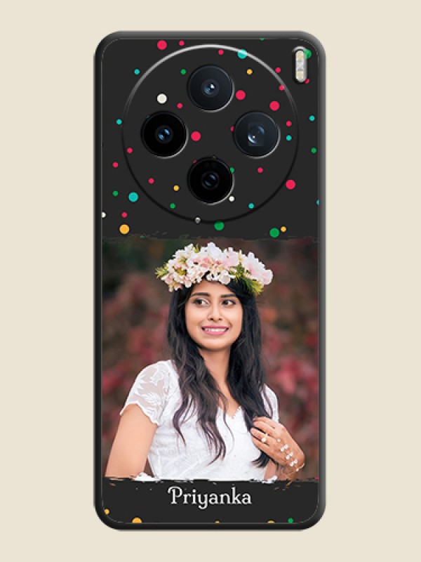 Custom Multicolor Dotted Pattern with Text On Space Black Custom Soft Matte Mobile Back Cover - Vivo X200T 5G
