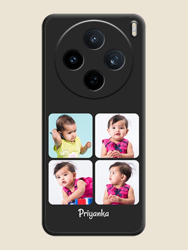 Custom Floral Art with 6 Image Holder on Photo On Space Black Custom Soft Matte Mobile Back Cover - Vivo X200T 5G