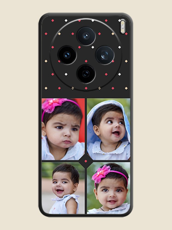 Custom Multicolor Dotted Pattern with 4 Image Holder On Space Black Custom Soft Matte Mobile Back Cover - Vivo X200T 5G