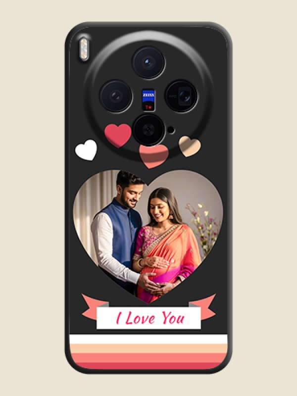 Custom Love Shaped Photo with Colorful Stripes On Space Black Custom Soft Matte Mobile Back Cover - Vivo X300 5G