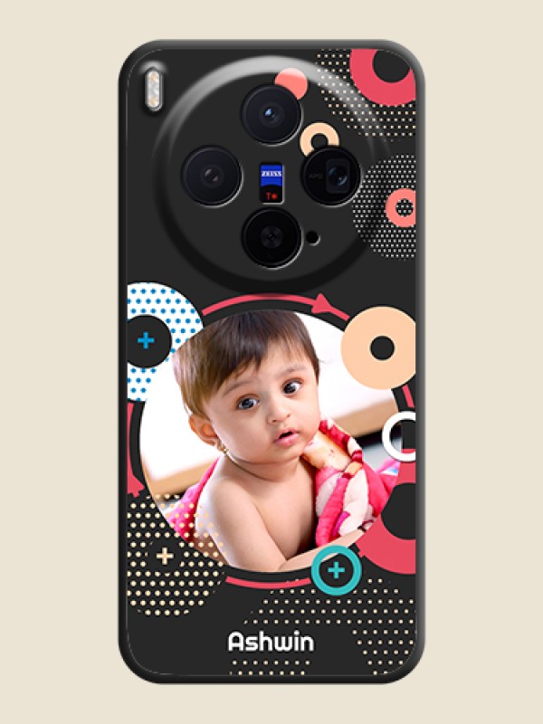 Custom Multicoloured Round Image On Space Black Custom Soft Matte Mobile Back Cover - Vivo X300 5G