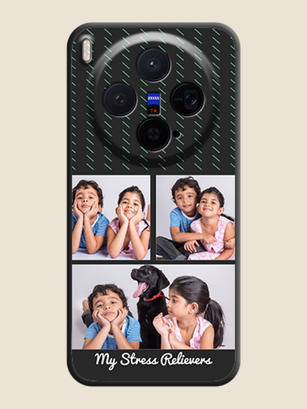 Custom Cross Dotted Pattern with 2 Image Holder On Space Black Custom Soft Matte Mobile Back Cover - Vivo X300 5G