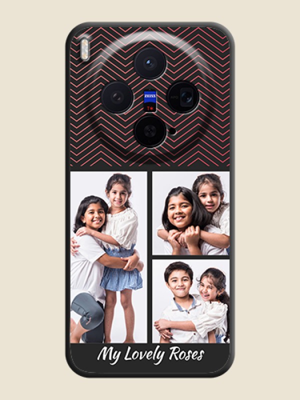 Custom Wave Pattern with 3 Image Holder On Space Black Custom Soft Matte Mobile Back Cover - Vivo X300 5G
