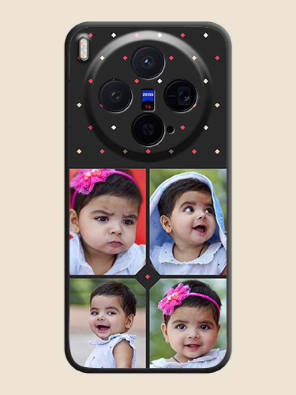 Custom Multicolor Dotted Pattern with 4 Image Holder On Space Black Custom Soft Matte Mobile Back Cover - Vivo X300 5G