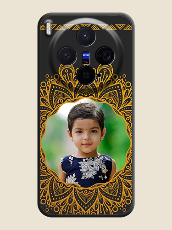 Custom Round Image with Floral Design On Space Black Custom Soft Matte Mobile Back Cover - Vivo X300 5G