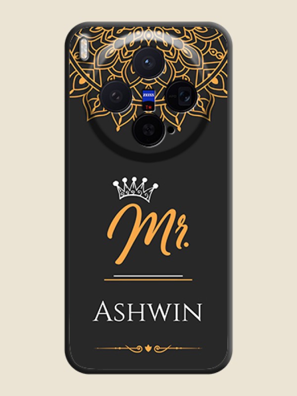 Custom Mr Name with Floral Design On Space Black Custom Soft Matte Mobile Back Cover - Vivo X300 5G