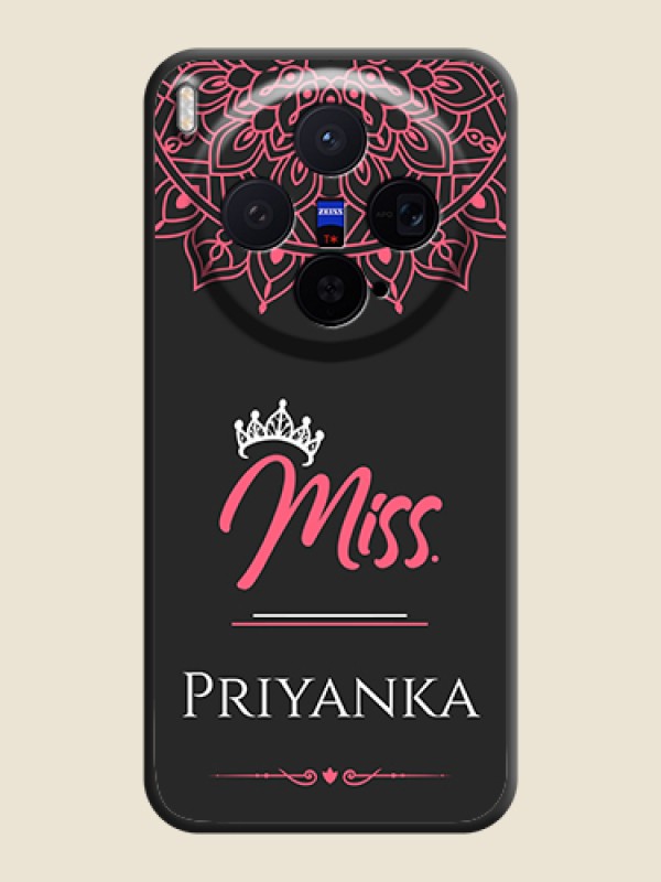 Custom Mrs Name with Floral Design On Space Black Custom Soft Matte Mobile Back Cover - Vivo X300 5G