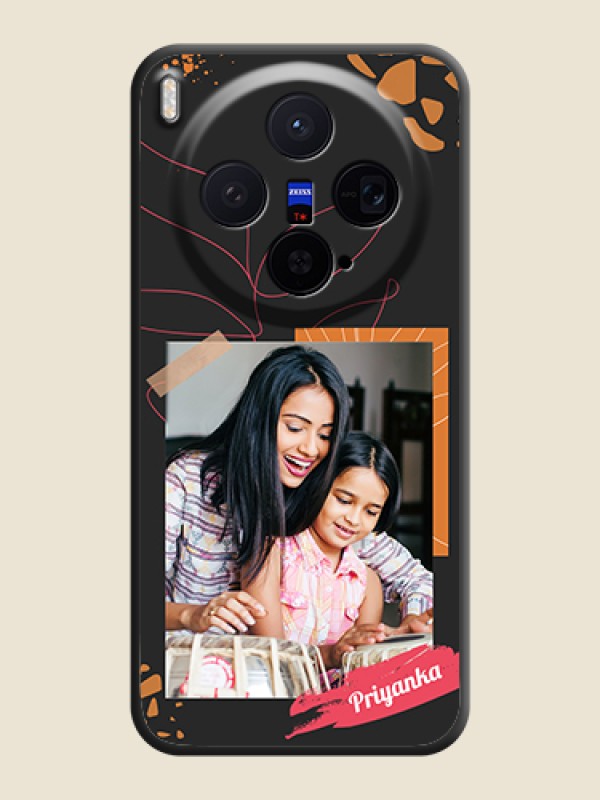 Custom Orange Photo Frame On Space Black Custom Soft Matte Mobile Back Cover - Vivo X300 5G