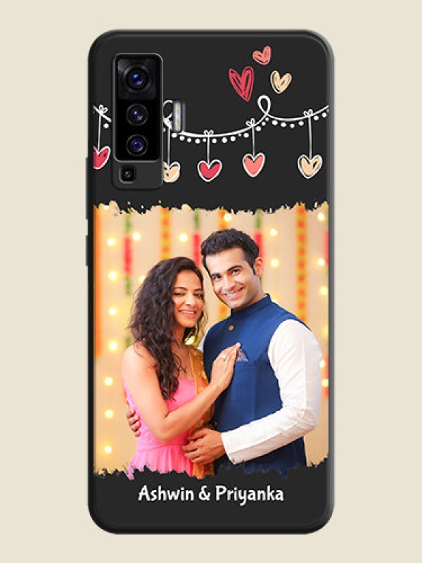 Custom Pink Love Hangings with Name on Space Black Custom Soft Matte Phone Cases - Vivo X50 