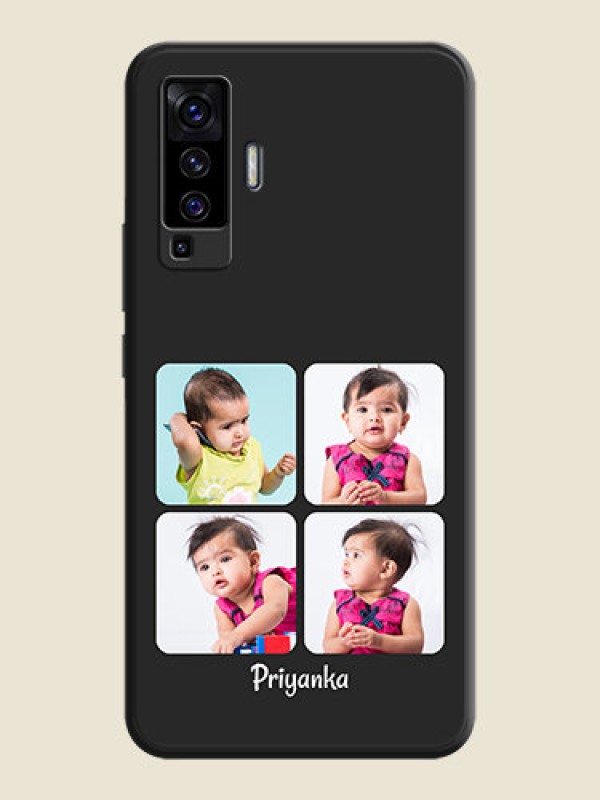Custom Floral Art with 6 Image Holder - Photo on Space Black Soft Matte Mobile Case - Vivo X50 