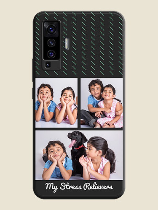 Custom Cross Dotted Pattern with 2 Image Holder  on Personalised Space Black Soft Matte Cases - Vivo X50 