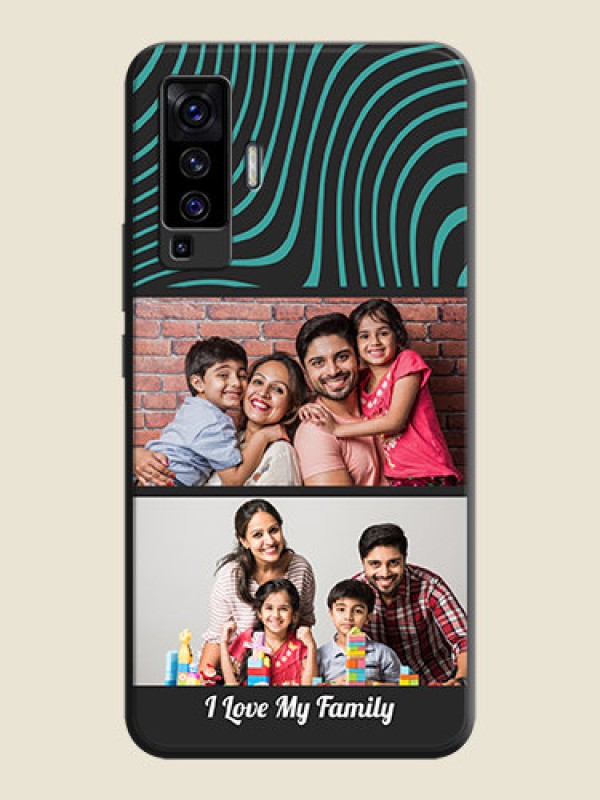 Custom Wave Pattern with 2 Image Holder on Space Black Personalized Soft Matte Phone Covers - Vivo X50 