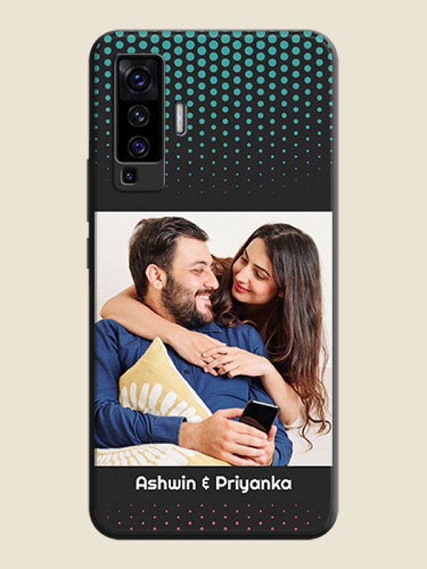 Custom Faded Dots with Grunge Photo Frame and Text on Space Black Custom Soft Matte Phone Cases - Vivo X50 