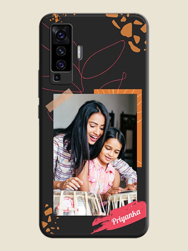 Custom Orange Photo Frame on Space Black Custom Soft Matte Phone Back Cover - Vivo X50 