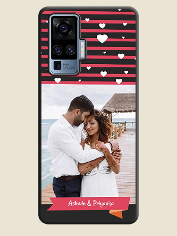 Custom White Color Love Symbols with Pink Lines Pattern on Space Black Custom Soft Matte Phone Cases - Vivo X50 Pro 5G