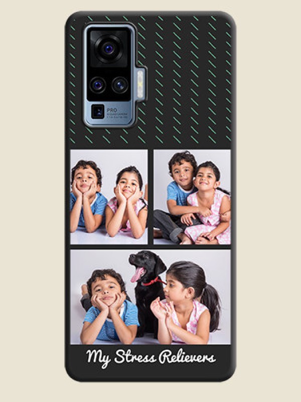 Custom Cross Dotted Pattern with 2 Image Holder  on Personalised Space Black Soft Matte Cases - Vivo X50 Pro 5G
