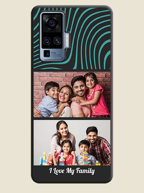Custom Wave Pattern with 2 Image Holder on Space Black Personalized Soft Matte Phone Covers - Vivo X50 Pro 5G
