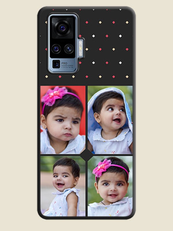 Custom Multicolor Dotted Pattern with 4 Image Holder on Space Black Custom Soft Matte Phone Cases - Vivo X50 Pro 5G