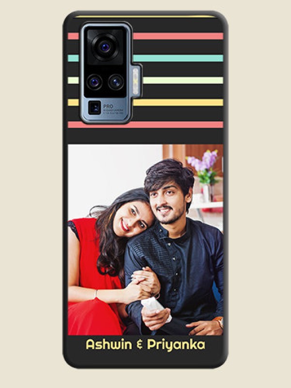 Custom Color Stripes with Photo and Text - Photo on Space Black Soft Matte Mobile Case - Vivo X50 Pro 5G