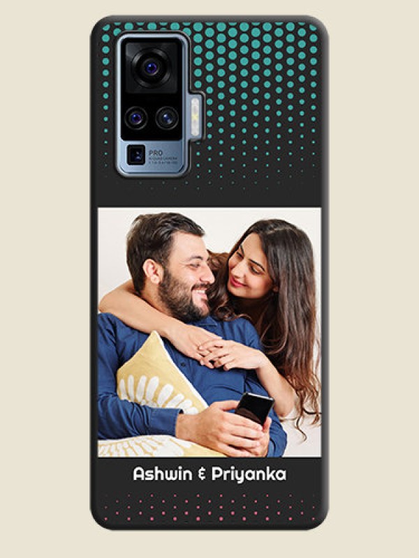 Custom Faded Dots with Grunge Photo Frame and Text on Space Black Custom Soft Matte Phone Cases - Vivo X50 Pro 5G