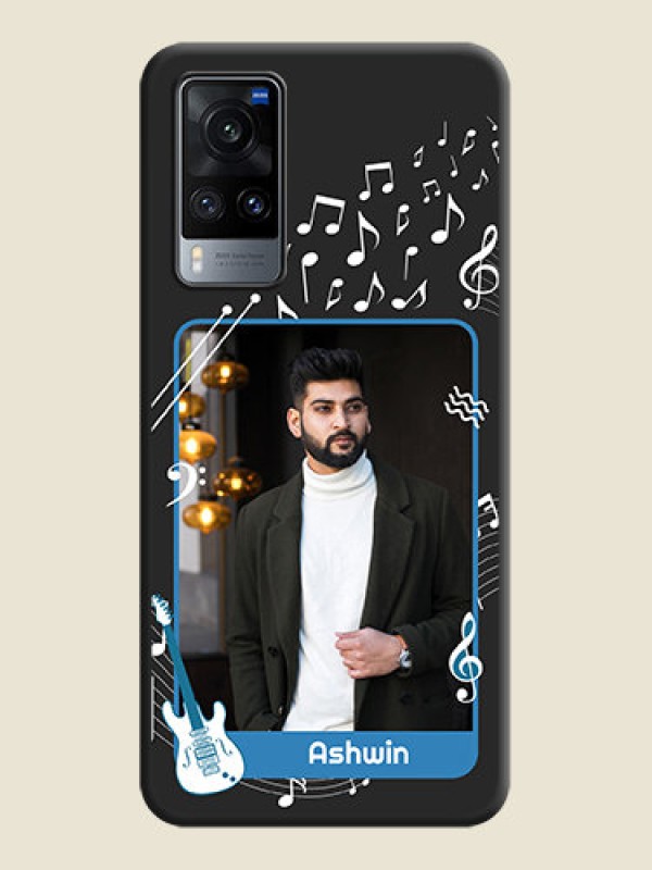 Custom Musical Theme Design with Text on Photo on Space Black Soft Matte Mobile Case - Vivo X60