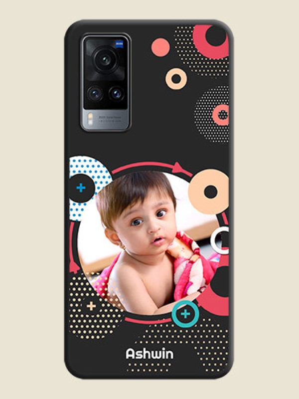 Custom Multicoloured Round Image on Personalised Space Black Soft Matte Cases - Vivo X60