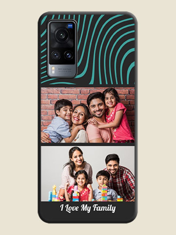 Custom Wave Pattern with 2 Image Holder on Space Black Personalized Soft Matte Phone Covers - Vivo X60