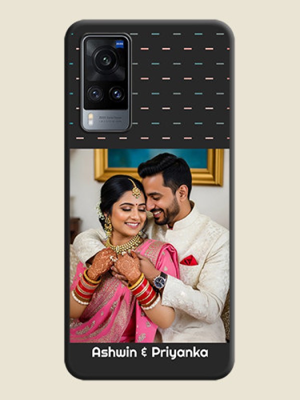 Custom Line Pattern Design with Text on Space Black Custom Soft Matte Phone Back Cover - Vivo X60