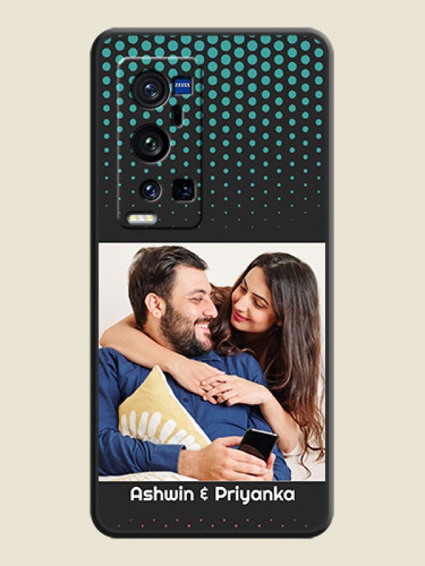 Custom Faded Dots with Grunge Photo Frame and Text on Space Black Custom Soft Matte Phone Cases - Vivo X60 Pro Plus