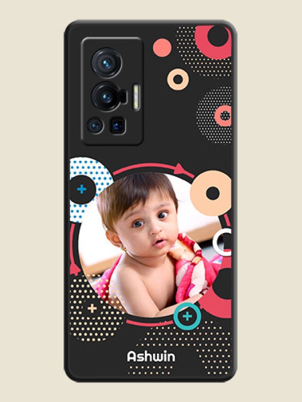 Custom Multicoloured Round Image on Personalised Space Black Soft Matte Cases - Vivo X70 Pro 5G