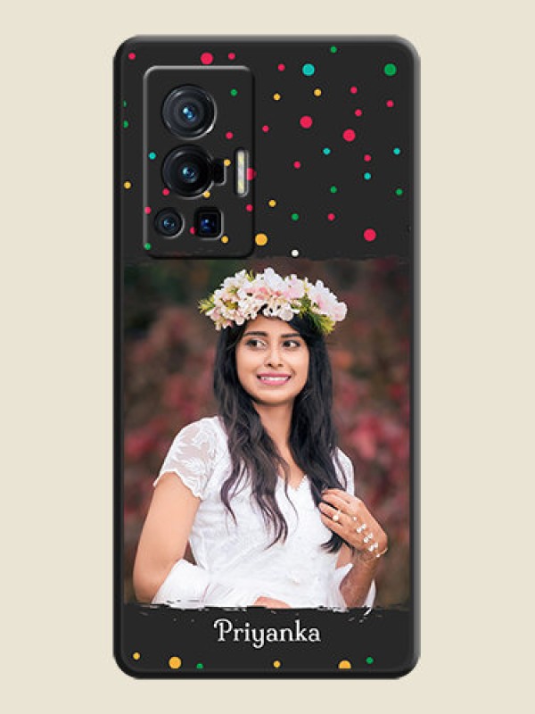Custom Multicolor Dotted Pattern with Text on Space Black Custom Soft Matte Phone Back Cover - Vivo X70 Pro 5G