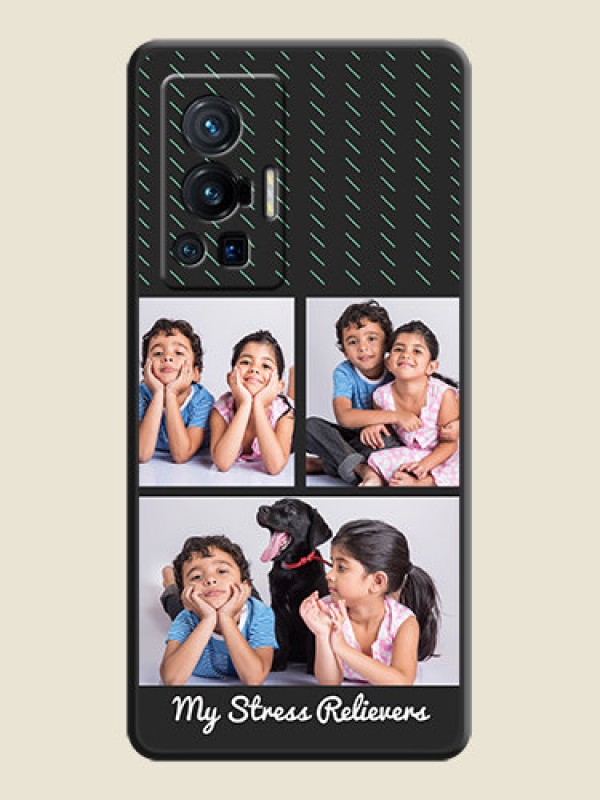 Custom Cross Dotted Pattern with 2 Image Holder  on Personalised Space Black Soft Matte Cases - Vivo X70 Pro 5G