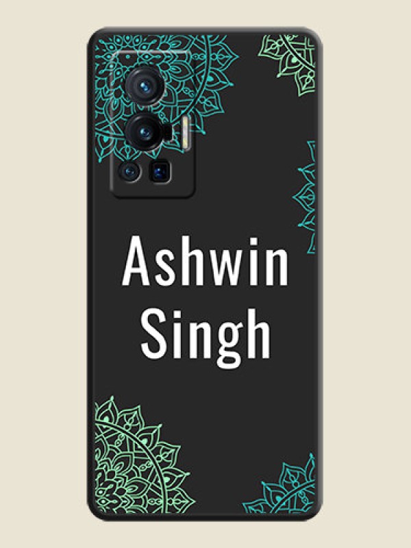 Custom Your Name with Floral Design on Space Black Custom Soft Matte Back Cover - Vivo X70 Pro 5G