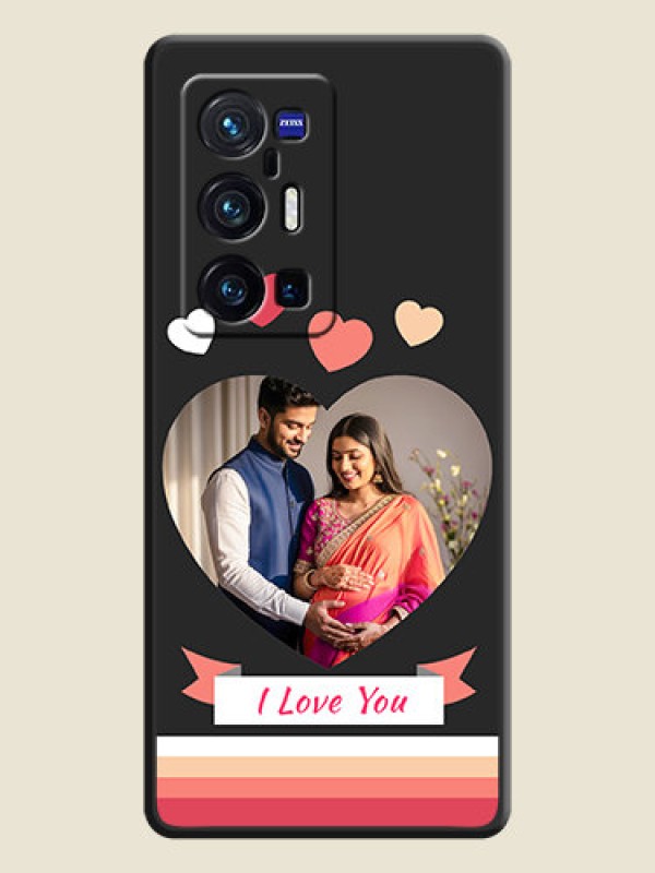 Custom Love Shaped Photo with Colorful Stripes on Personalised Space Black Soft Matte Cases - Vivo X70 Pro Plus 5G