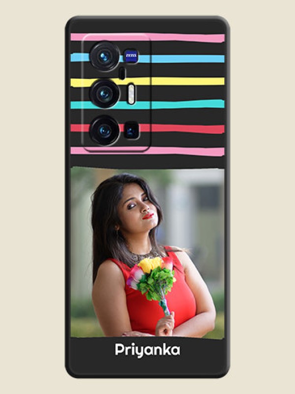 Custom Multicolor Lines with Image on Space Black Personalized Soft Matte Phone Covers - Vivo X70 Pro Plus 5G