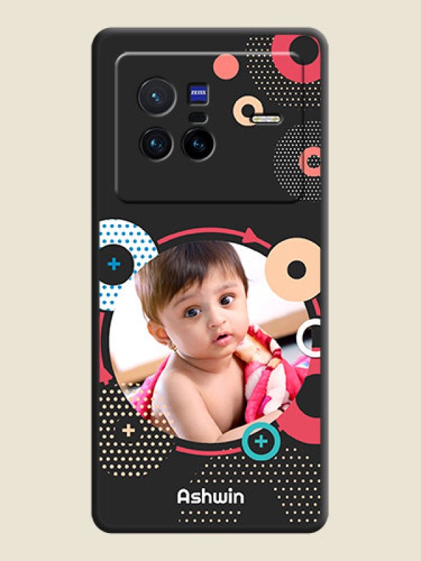 Custom Multicoloured Round Image on Personalised Space Black Soft Matte Cases - Vivo X80 5G