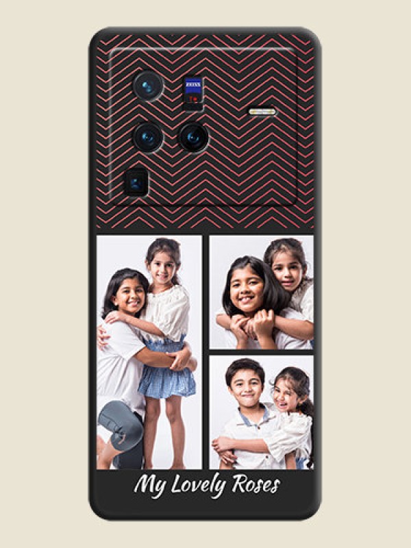 Custom Wave Pattern with 3 Image Holder on Space Black Custom Soft Matte Back Cover - Vivo X80 Pro 5G