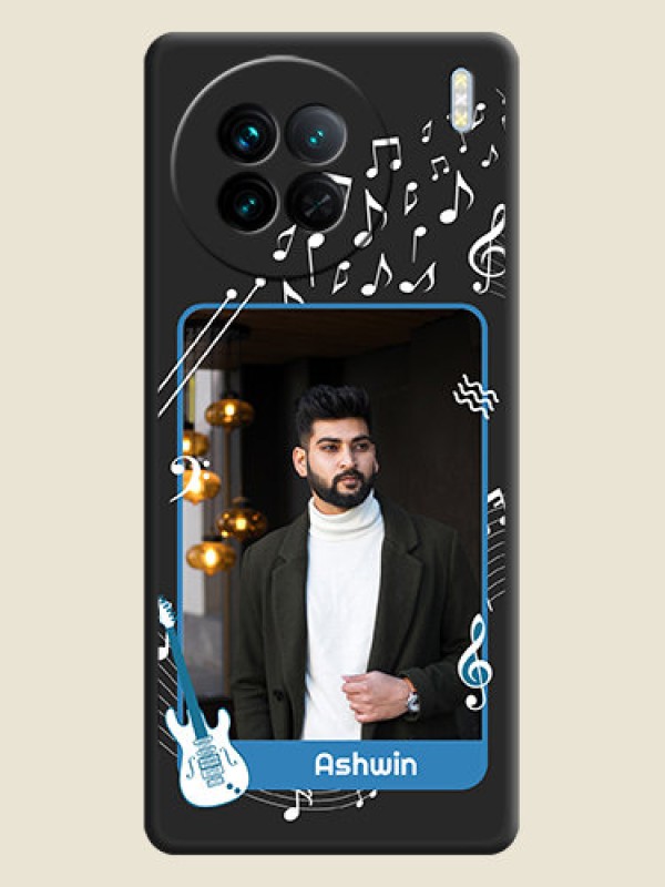Custom Musical Theme Design with Text on Photo on Space Black Soft Matte Mobile Case - Vivo X90 5G