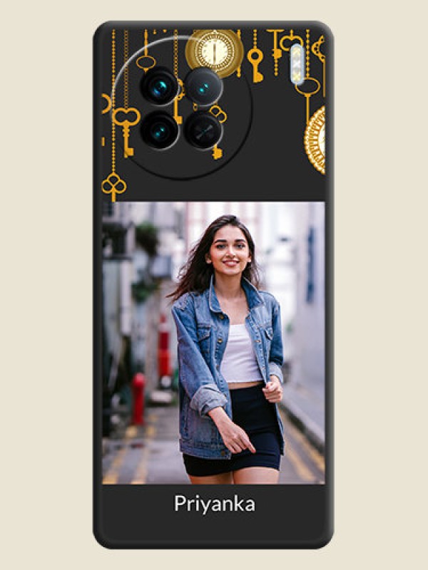 Custom Decorative Design with Text on Space Black Custom Soft Matte Back Cover - Vivo X90 5G