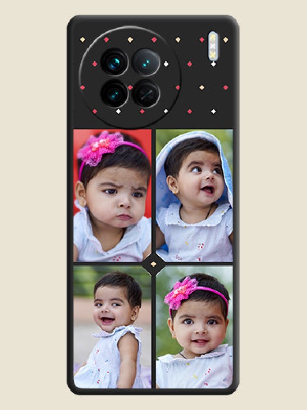 Custom Multicolor Dotted Pattern with 4 Image Holder on Space Black Custom Soft Matte Phone Cases - Vivo X90 5G