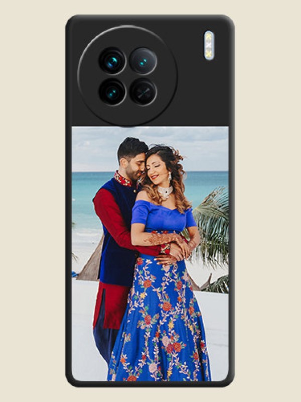 Custom Image Upload With Space Black Color On Custom Soft Matte Mobile Back Cover - Vivo X90 5G