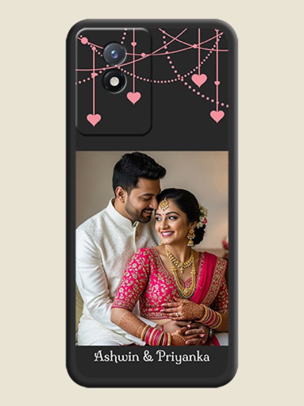 Custom Pink Love Hangings with Text on Space Black Custom Soft Matte Back Cover - Vivo Y02