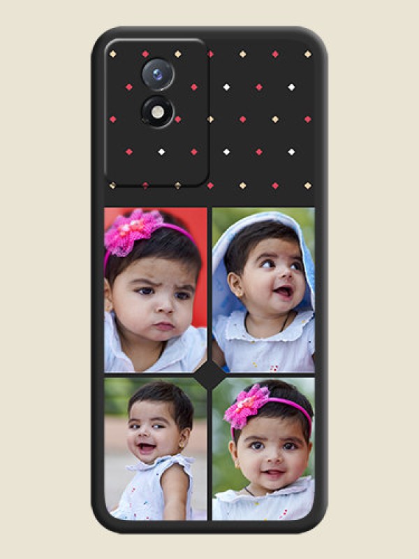 Custom Multicolor Dotted Pattern with 4 Image Holder on Space Black Custom Soft Matte Phone Cases - Vivo Y02