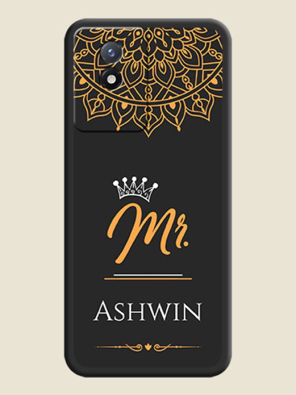Custom Mr Name with Floral Design  on Personalised Space Black Soft Matte Cases - Vivo Y02
