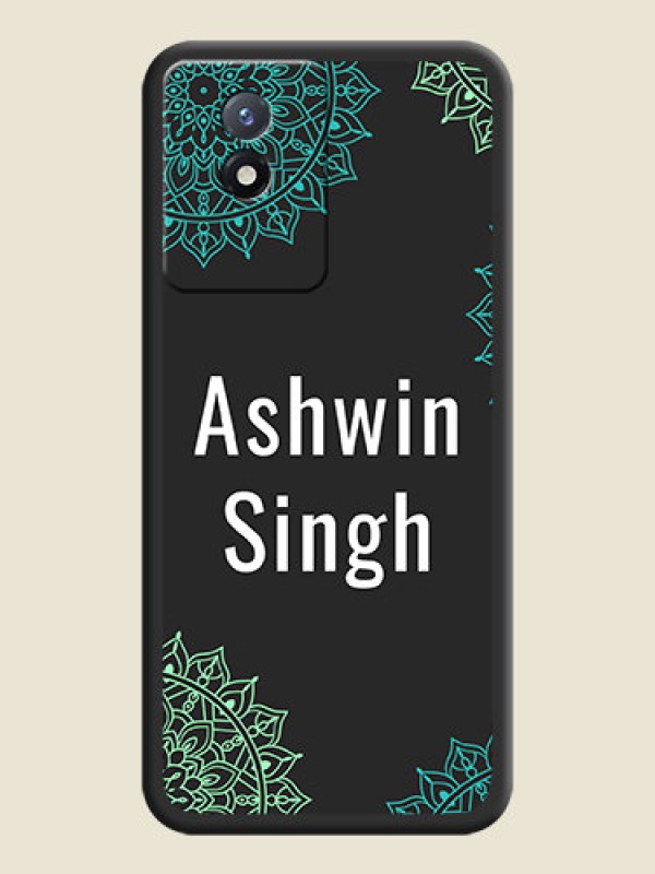Custom Your Name with Floral Design on Space Black Custom Soft Matte Back Cover - Vivo Y02