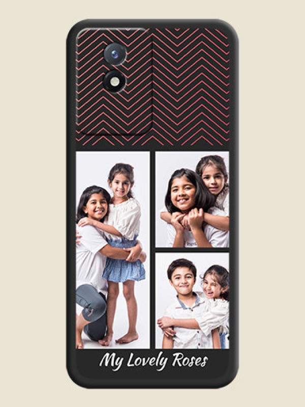 Custom Wave Pattern with 3 Image Holder on Space Black Custom Soft Matte Back Cover - Vivo Y02t
