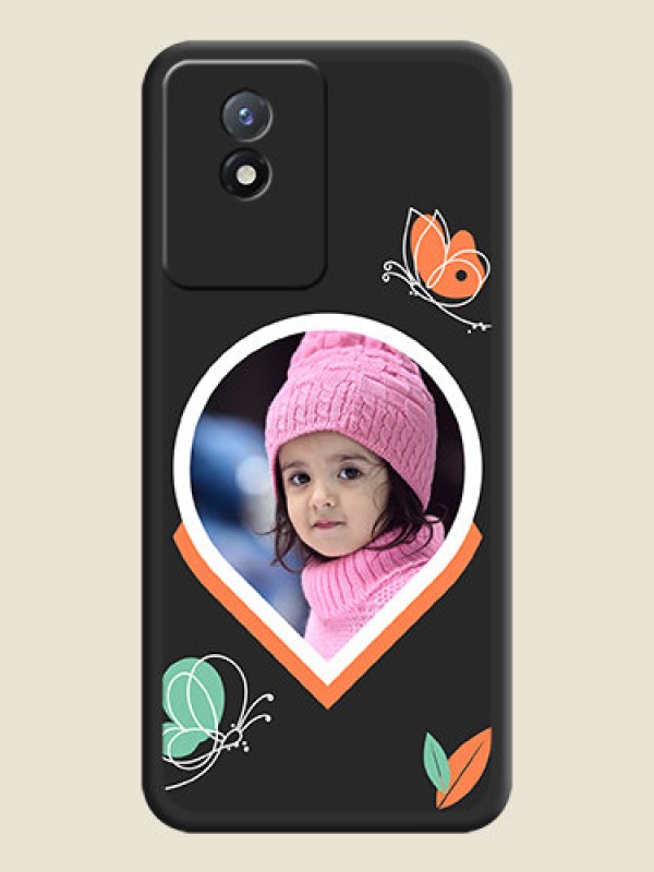 Custom Upload Pic With Simple Butterly Design On Space Black Personalized Soft Matte Phone Covers -Vivo Y02T